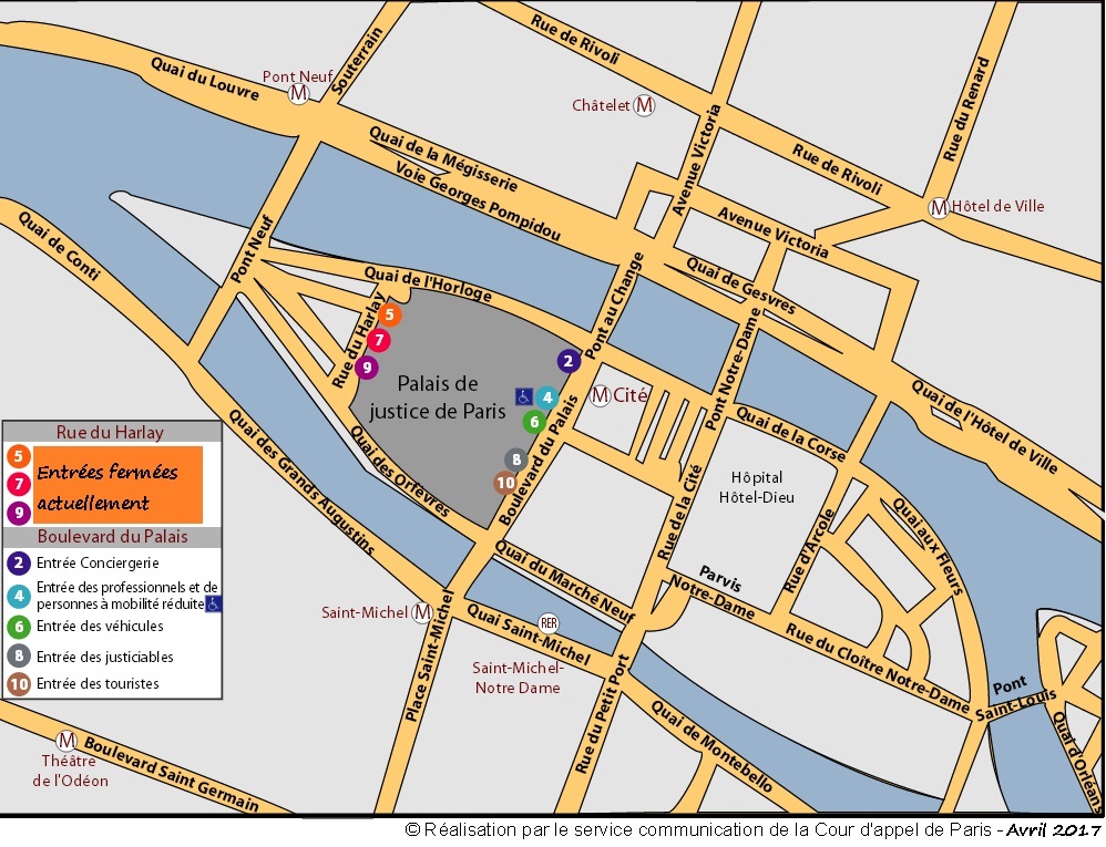 Plan des entrées du Palais