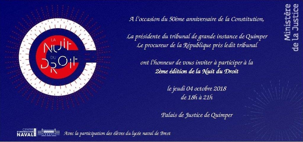 Invitation à la Nuit du droit à Quimper, le 4 octobre 2018