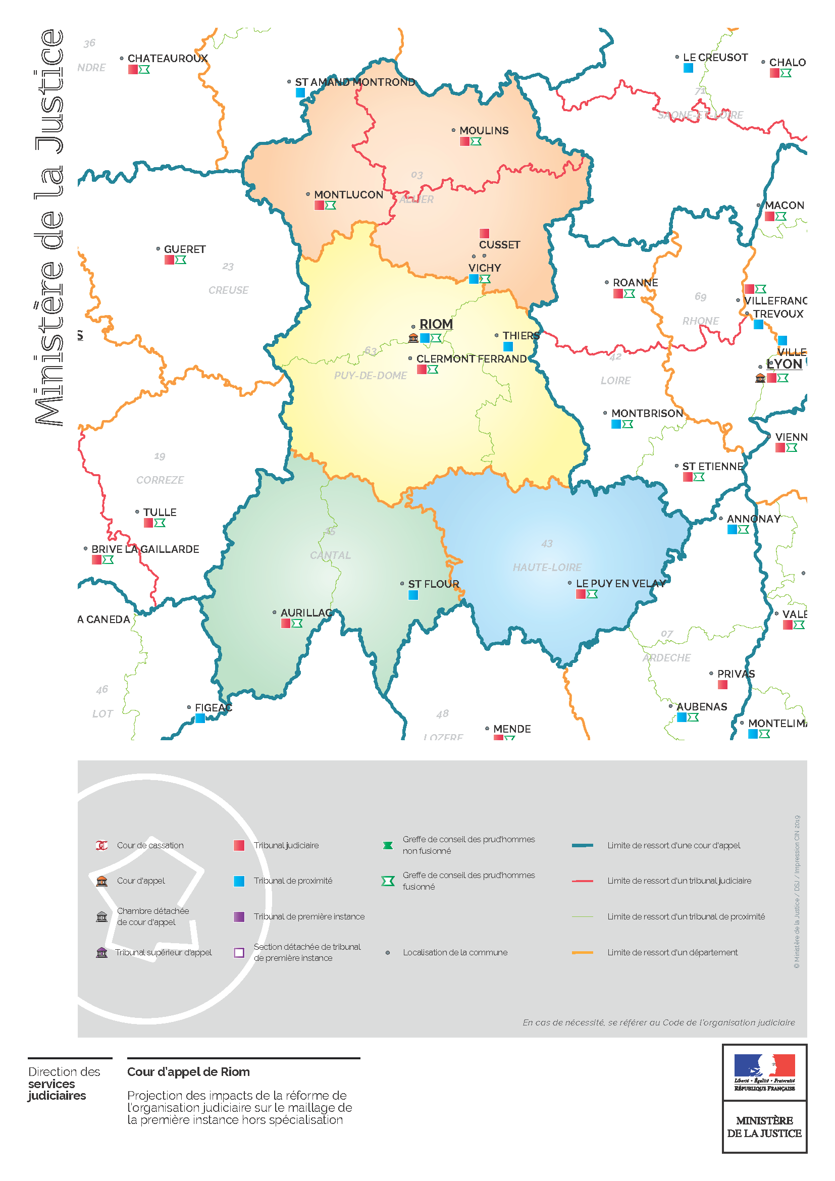 Carte judiciaire CA Riom