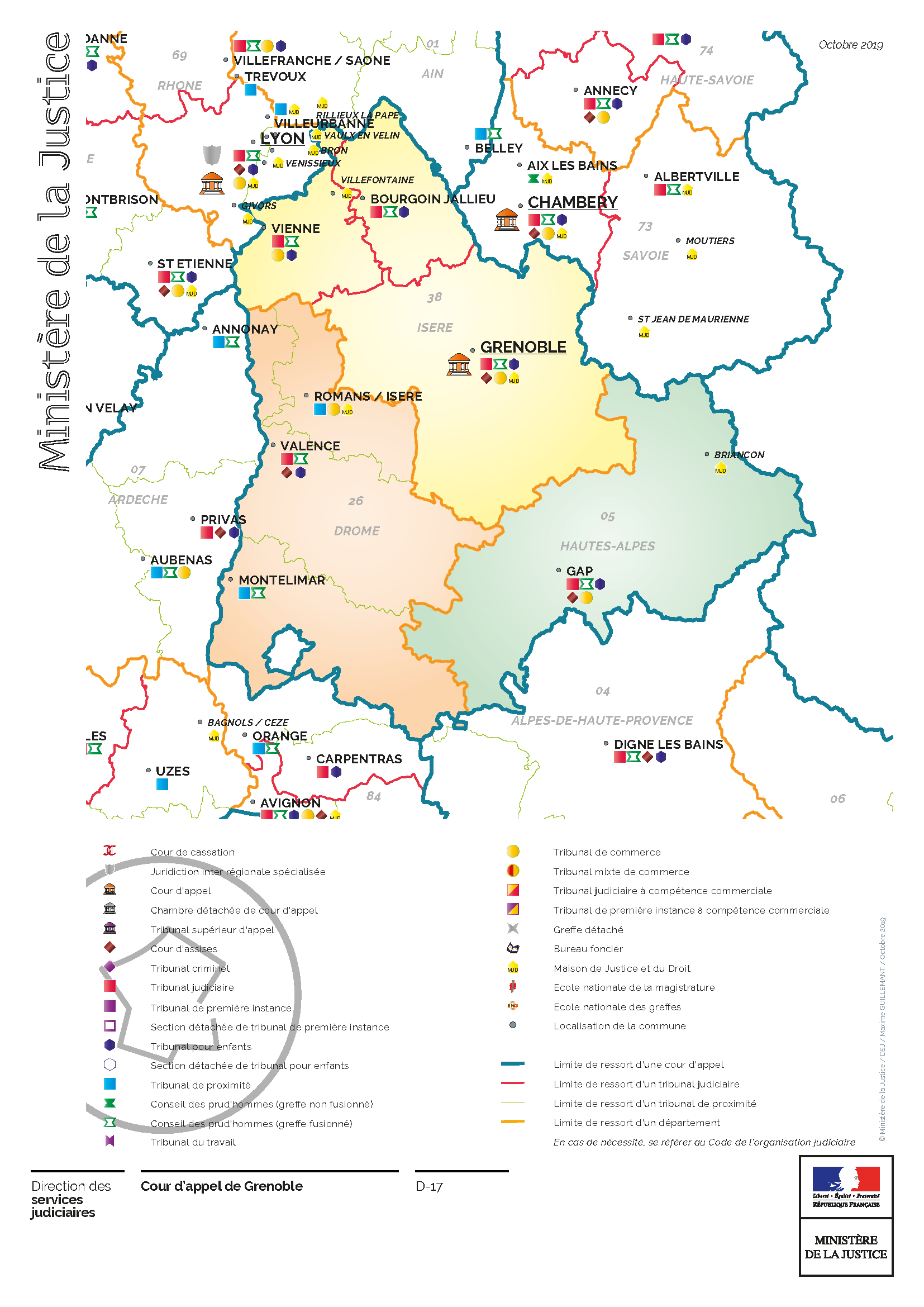 Carte du ressort de la CA Grenoble au 01/01/2020