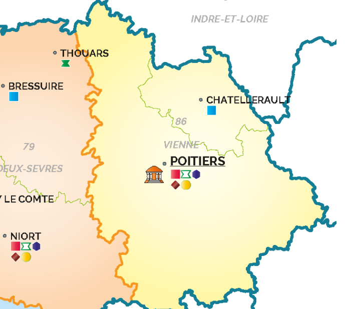 Carte de l'arrondissement judiciaire de Poitiers