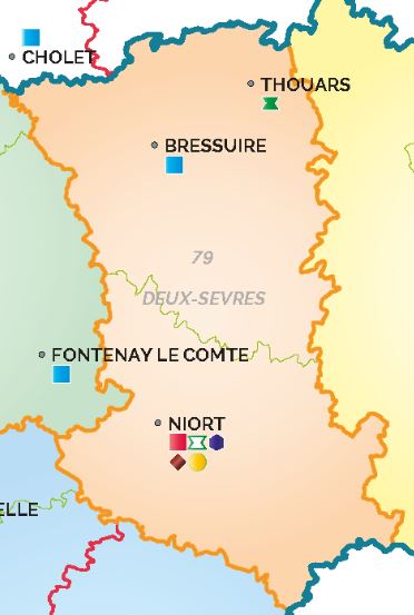 Carte de l'arrondissement judiciaire de Niort