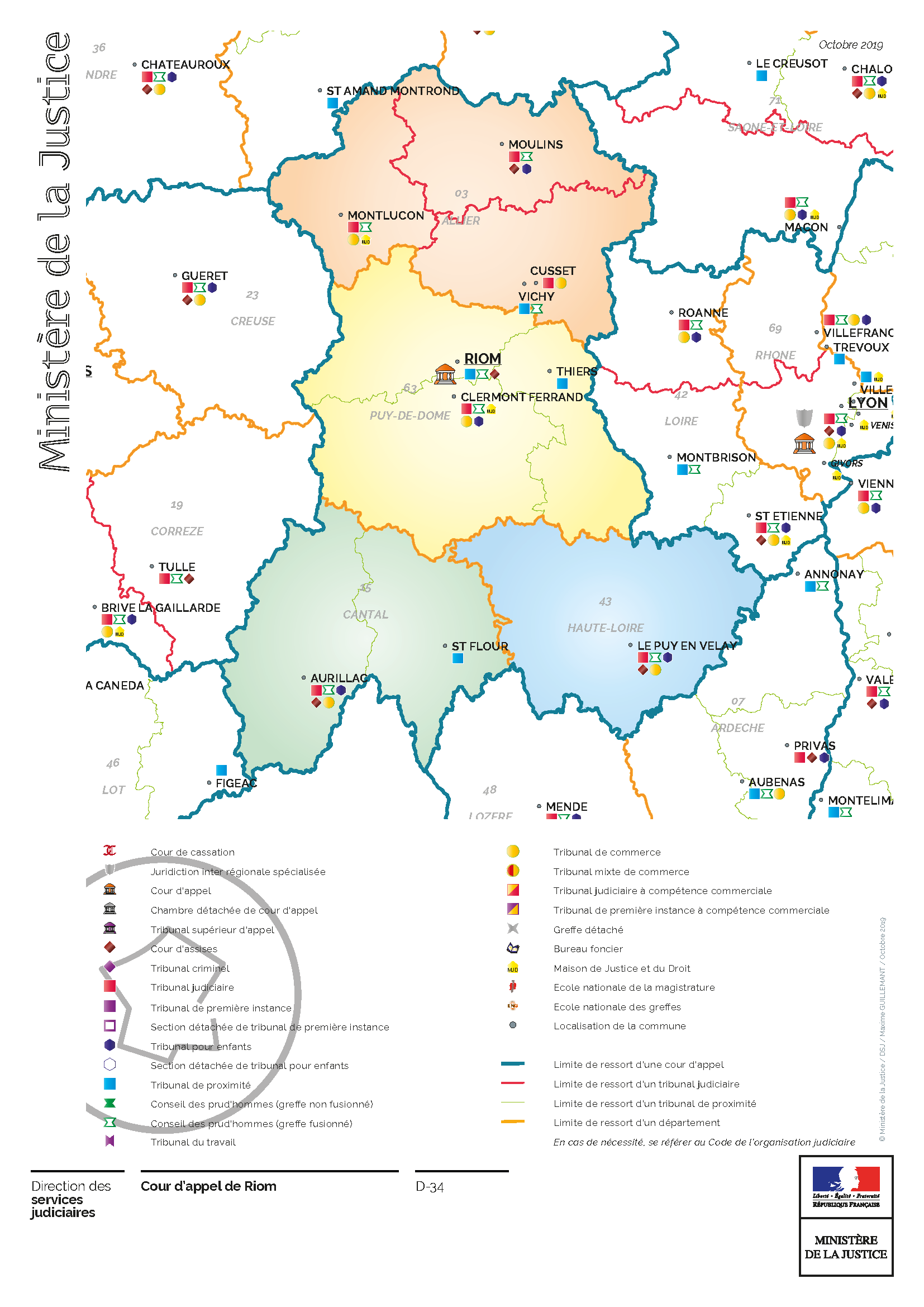 Carte judiciaire CA Riom