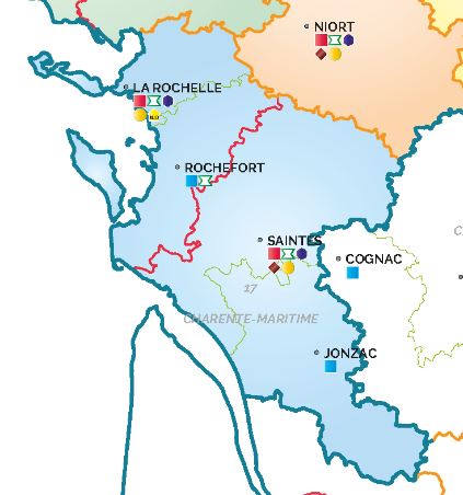 Carte des juridictions de Charente-Maritime