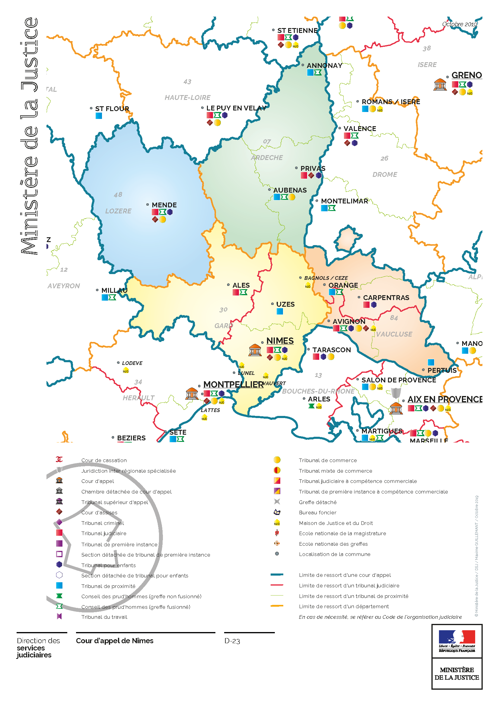 ressort géographique de la cour d'appel de Nîmes