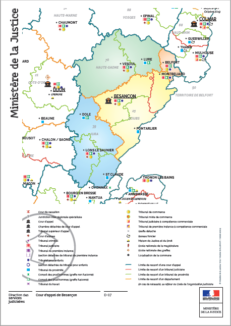Carte judiciaire du ressort de la cour d'appel de Besançon