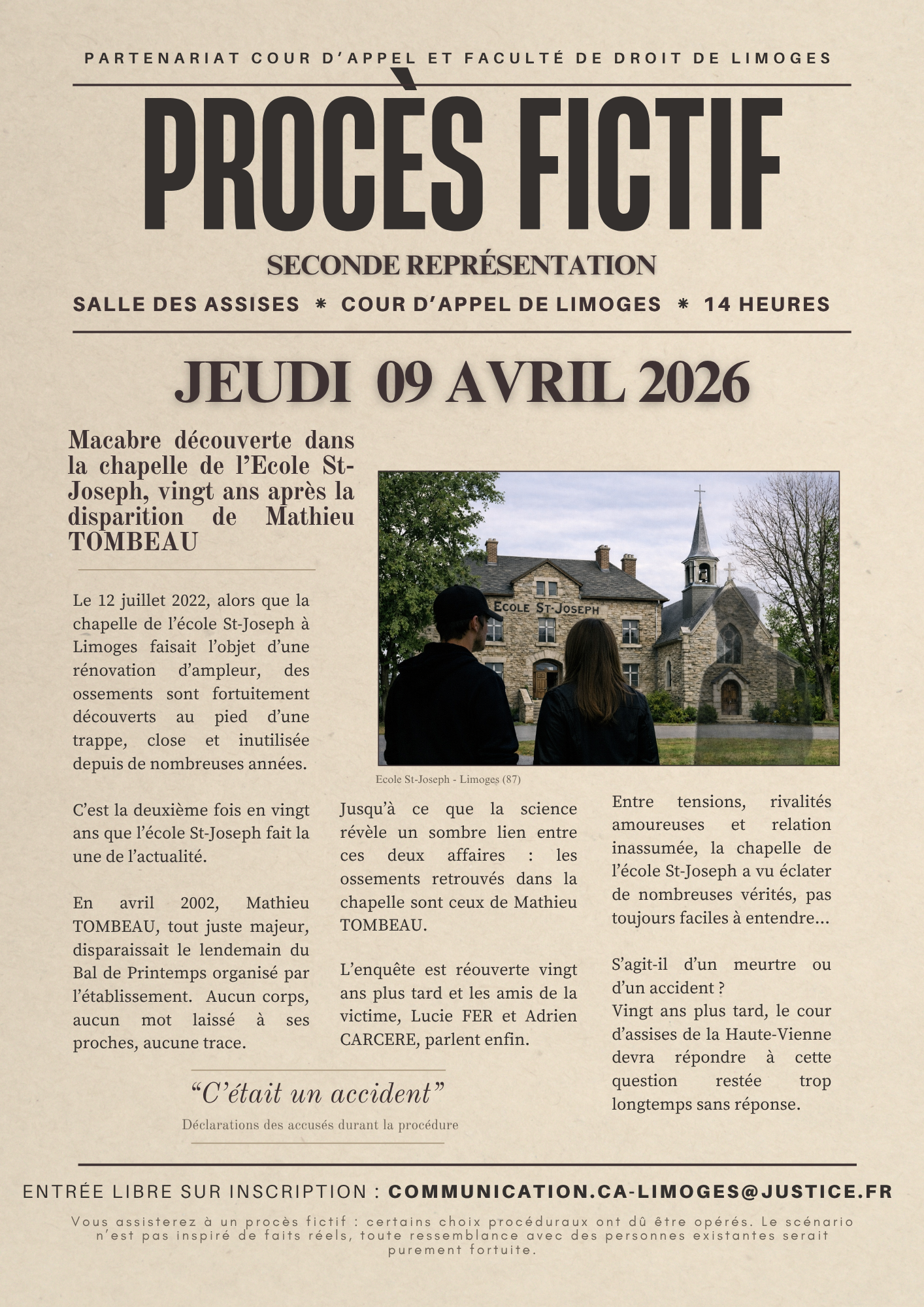 seconde représentation procès fictif 9 avril 2026