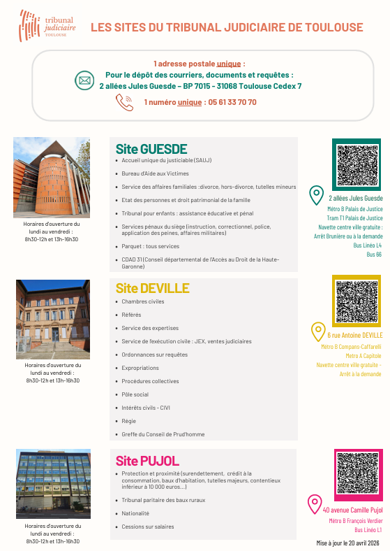 affiche accueil sites TJ Toulouse