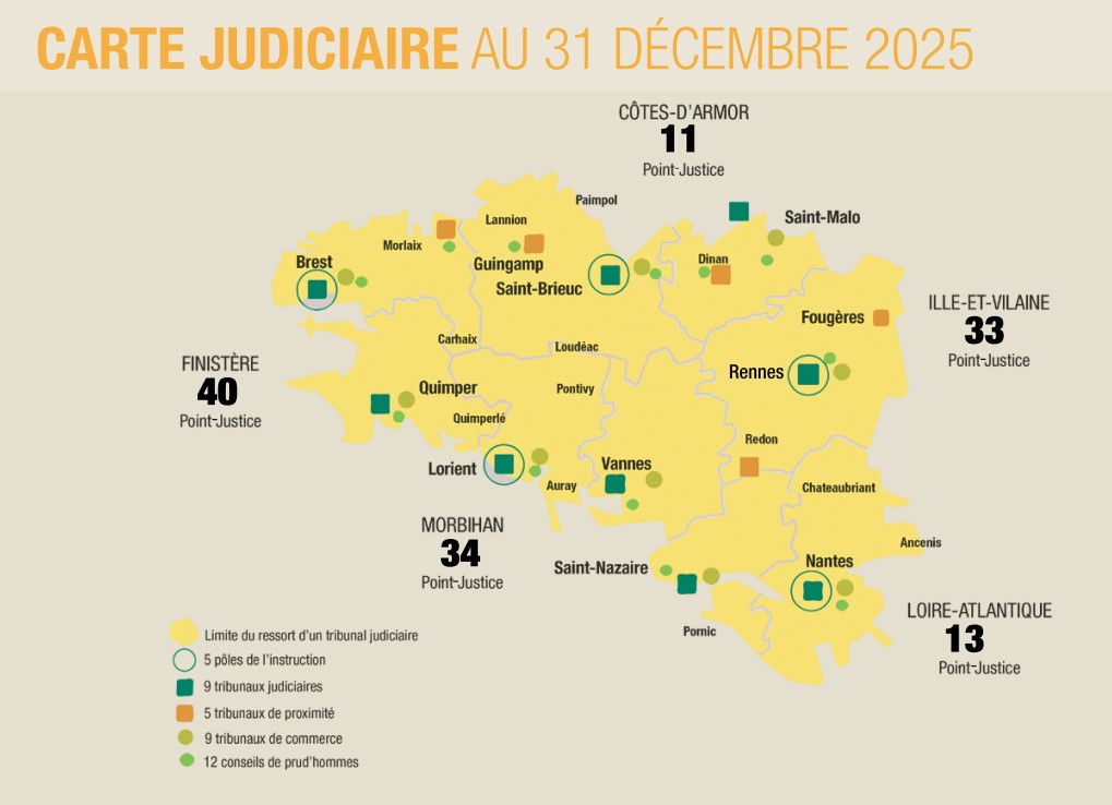 Carte judiciaire au 31 décembre 2025