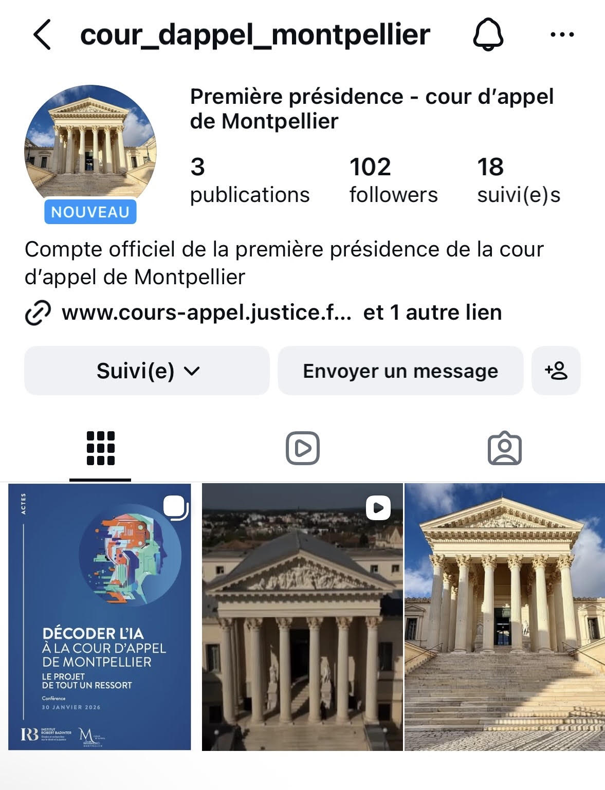 Compte Instagram CA Montpellier
