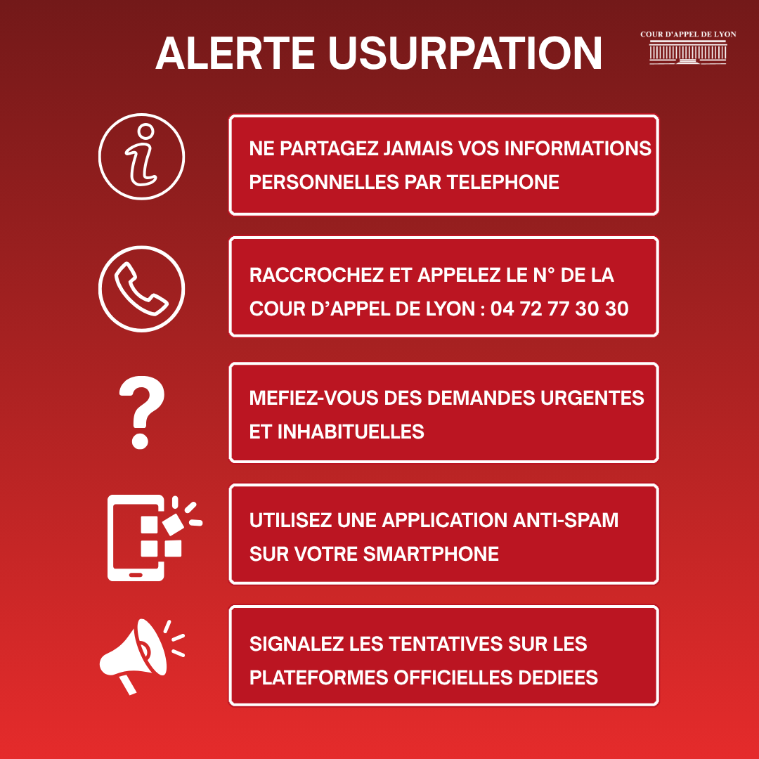 Alerte usurpation à la cour d'appel de Lyon