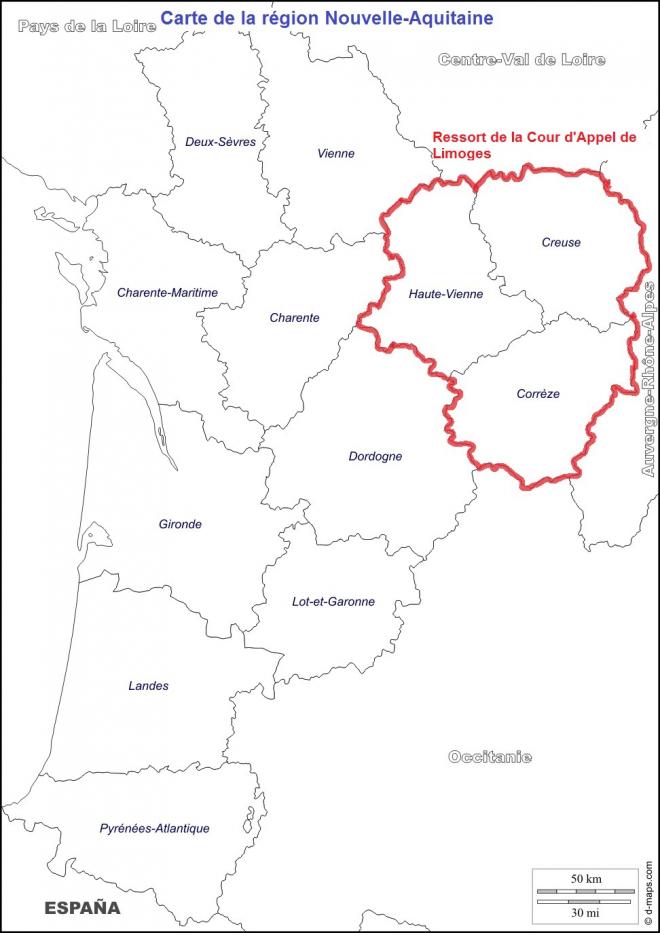 Carte de la Nouvelle-Aquitaine