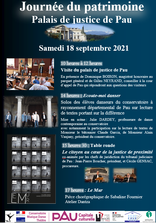 Affiche JEP 2021 Palais de justice de Pau
