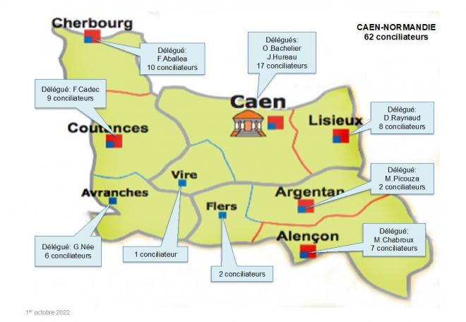 carte de localisation des conciliateurs de justice