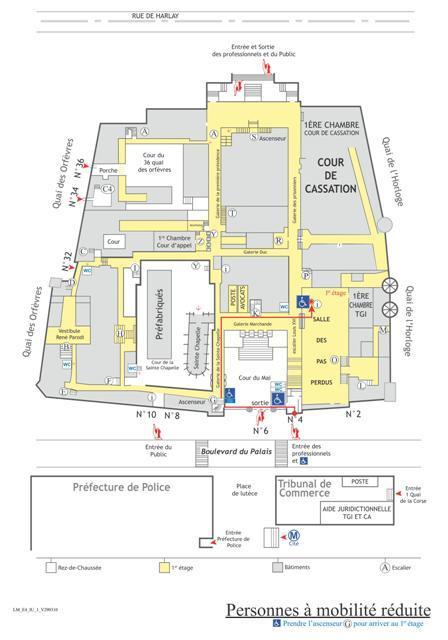Image qui décrit le plan d'accès PMR au Palais de justice de Paris