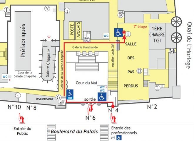 Image décrivant le plan d'accès PMR du Palais de justice