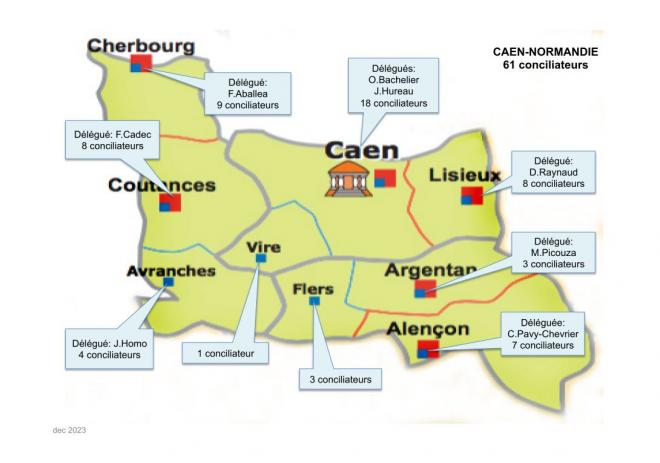 carte conciliateurs ressort CA CAEN