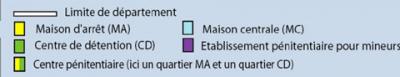 Légende carte établissements pénitentiaires CA Aix