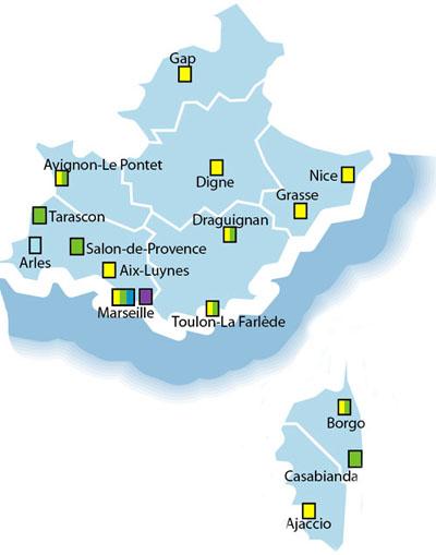 Les établissements pénitentiaires de la cour d'appel d'Aix-en-Provence