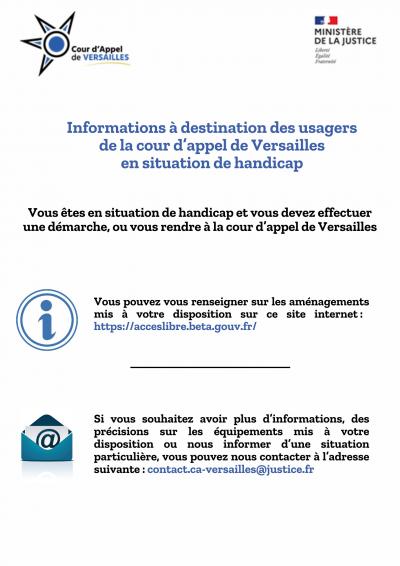 CA Versailles - Renseignement sur l'accessibilité 