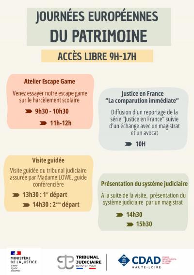 Détail programmation JEP 2025 TJ Le Puy